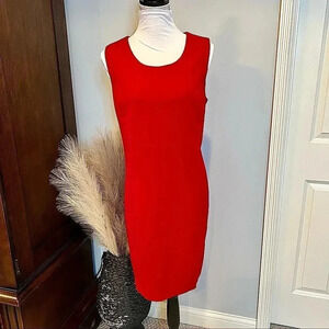𝅺Briggs vintage scoop neck, sleeveless red dress with slit size L or XL